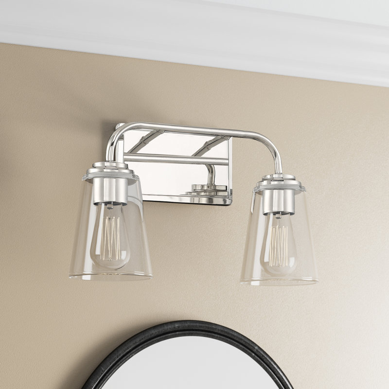 Briley 2-Light Dimmable Vanity Light in Polished Nickel, Polished Nickel