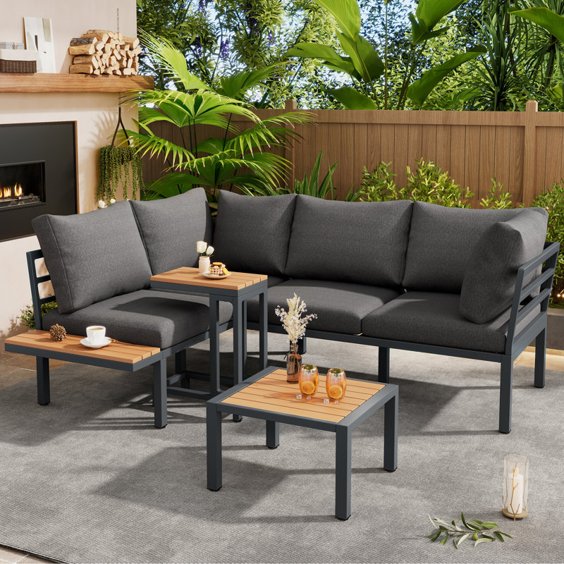 4 - Person Garden Sofa Set With Side Table And Coffee Table