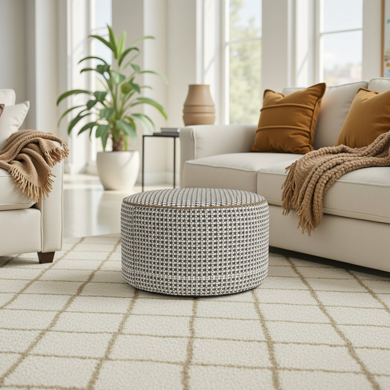 Pouf Furley, 15" H x 22" W x 22" D, Sable