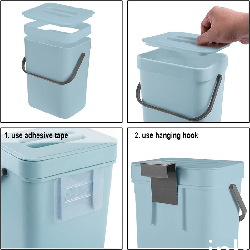 Small Trash Can with Lid, Blue