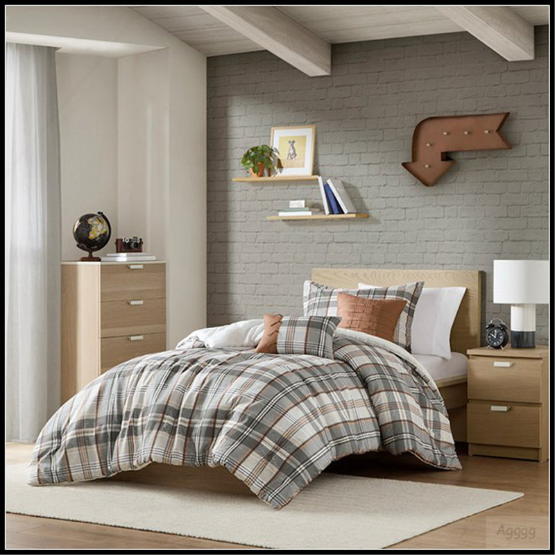 Ensemble de couette à carreaux complet, Tissu écossais multicolore