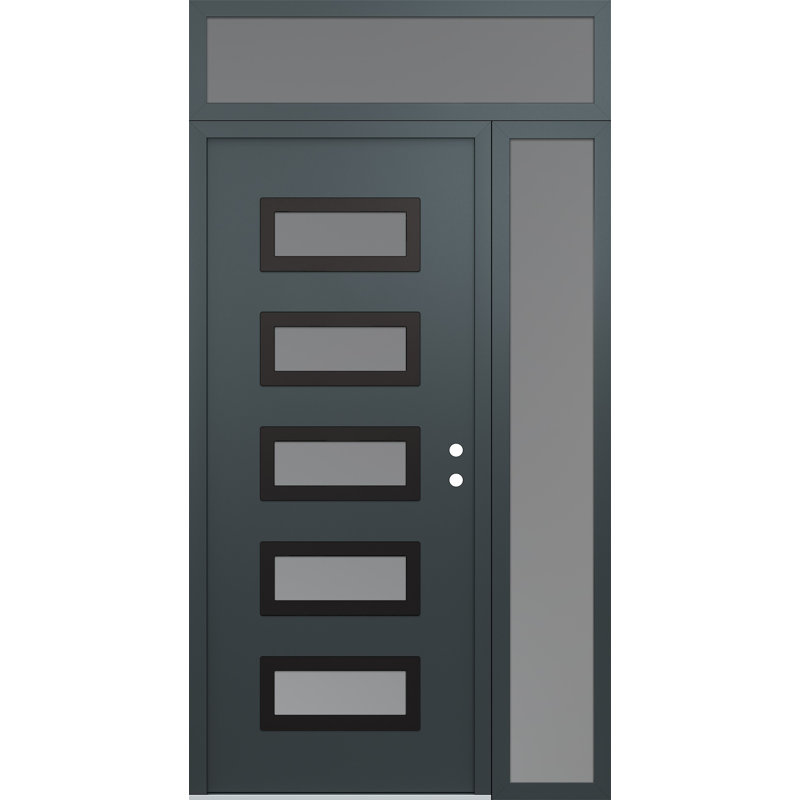 D1 52 po. X 96 po Panneau de porte en verre givré anthracite et anthracite noir, L 52 po x H 96 po