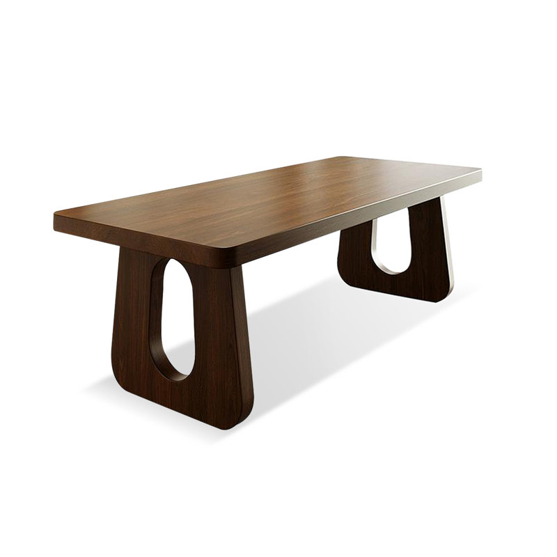 Nut-brown Rectangular Solid Wood desks, 29.53" H x 55.12" W x 23.62" D