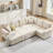 U-Shaped Sleeper Sectional Sofa Bed with Pull-Out Bed and Storage for Living Room ,Off-white-1687495737