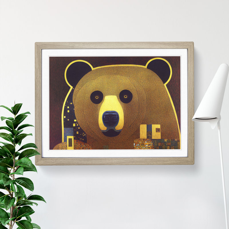 An Astonishing Bear Abstract - Framed Print, 34cm H x 46cm W x 2cm D, Oak