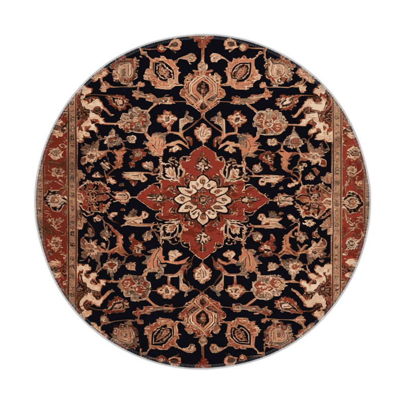 Tapis d'intérieur et d'extérieur brun Persian, Rond 5 pi