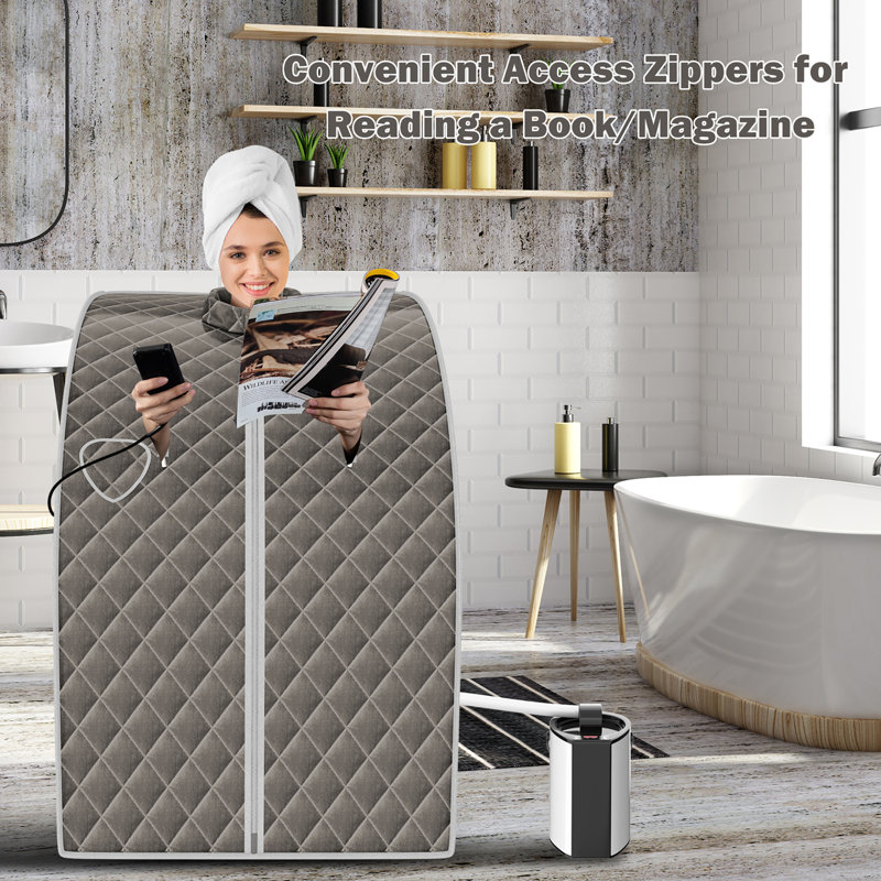 Sauna à vapeur traditionnel avec télécommande Costway, Gris