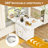  Wood Folding Dining Table with storage rack and cabinet, Removable Entryway Table with 6 Wheels, White Marble Color Kitchen Island, Side Table and Coffee Table Versatile Table Space Saving