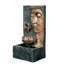 Fontaine de visage de Bouddha zen 30 po avec lumière DEL et pompe XBrand, fontaine intérieure / extérieure en polyrésine, bronze et gris
