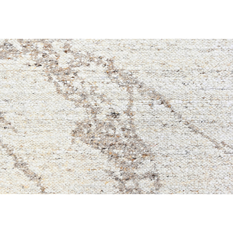 High-Quality Hand-Knotted White And Beige Area Rug, White/Beige, Rectangle 9' x 12'