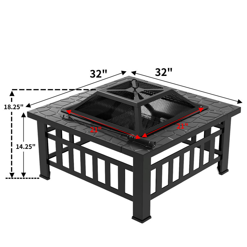 Caymon Square Steel Fire Pit