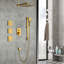 Système de douche avec pomme de douche, douche à main, barre coulissante, jets de corps, bras de douche, tuyau, garniture de valve et poignées à levier