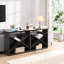 Console noire avec rangement, 70,36 pouces rectangulaire pour le hall d'entrée, salon détachable en forme de X, vestibule, couloir, bureau à finition stratifiée, couloir