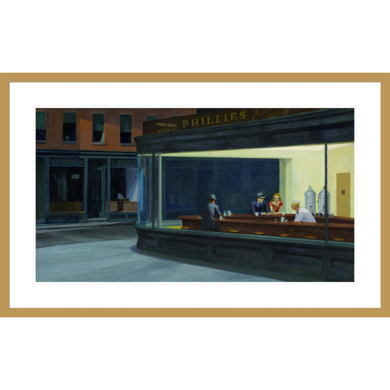 «Nighthawks» par Edward Hopper - impression giclée sur cadre, H 26,06 po x l 41,5 po