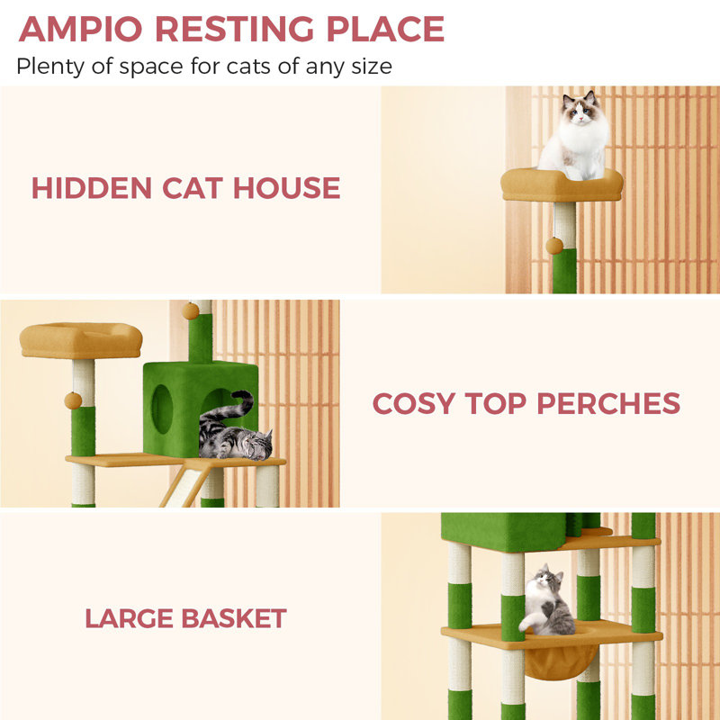 Cat Tree 208cm H Cat Tree, Green