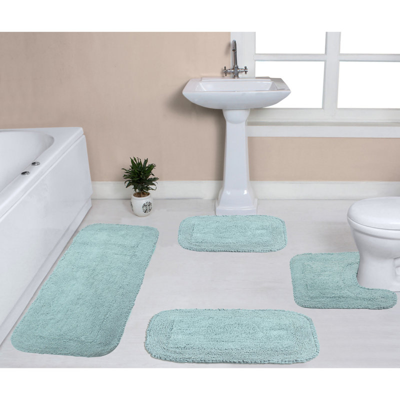 Tapis pour salle de bain 100% coton avec envers en latex Radiant Collection, Bleu ciel