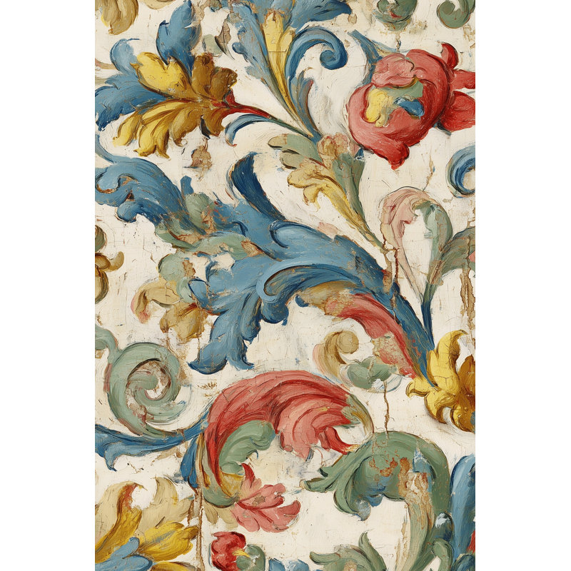 Papier peint floral damassé mur rétro