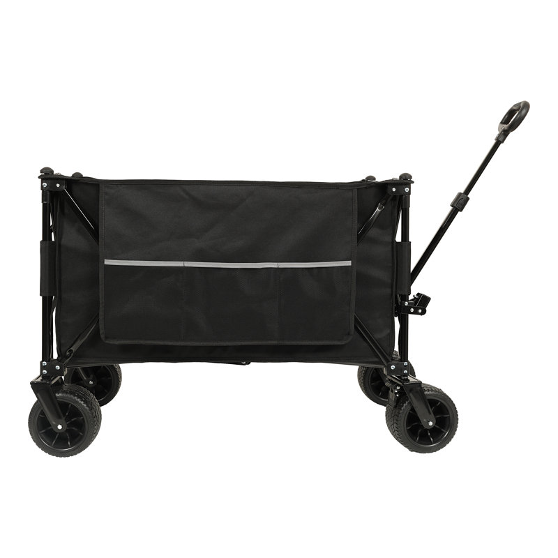 Chariot pliable robuste de 480 lb avec auvent amovible et moustiquaire - Chariot pliable de grande capacité de 150 l, roues tout-terrain de 7 po x 4 po, poignée réglable, freins, porte-gobelets et poche latérale réfléchissante