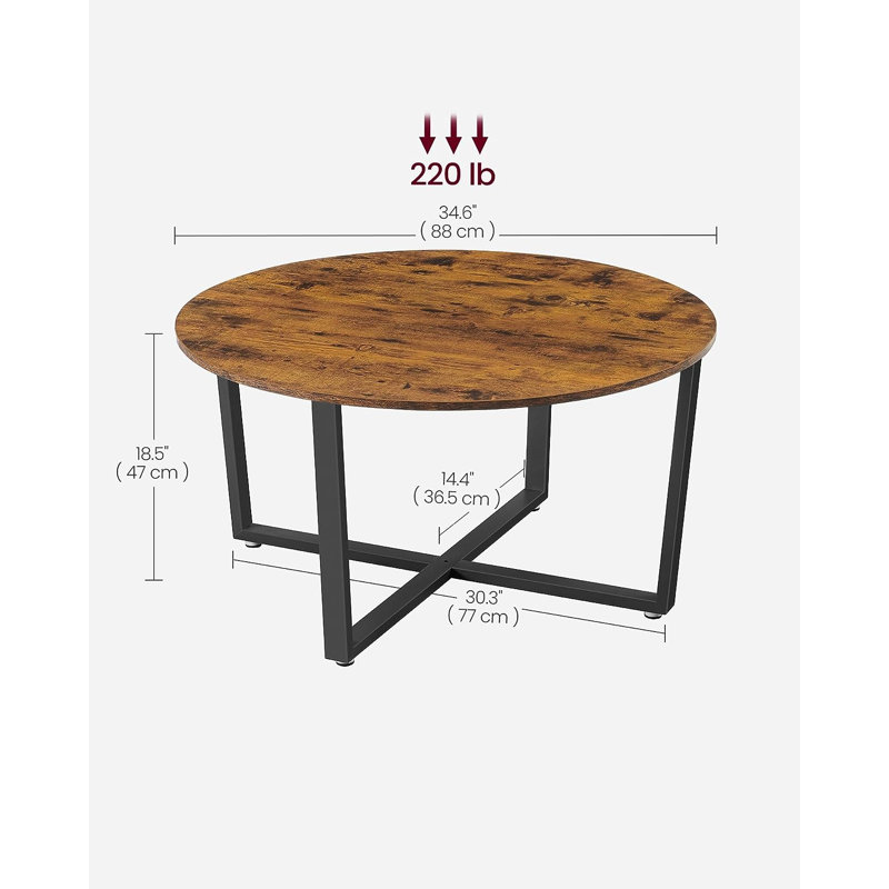 Table basse ronde 17 étages ALINRU, style industriel, brun rustique