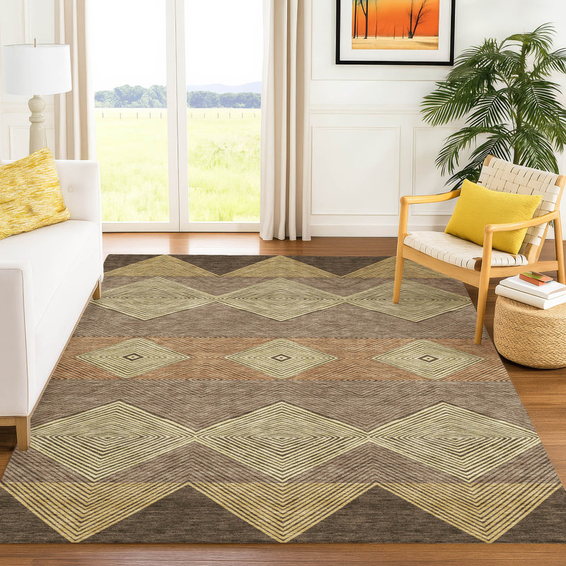 Machine Washable Indoor/Outdoor Chantille ACN2545 Geometric Rug, Chocolate, 2'6" x 3'10"