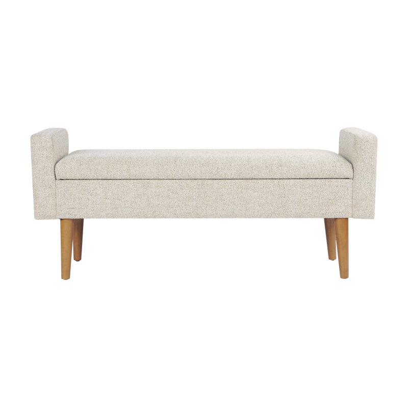  Fulton Storage Bench - Textured Cream Fabric, Cream
