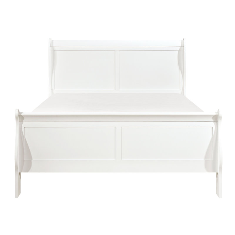 Chambre à coucher traditionnelle pleine grandeur de style blanc avec tête de lit, Lit double, Blanc