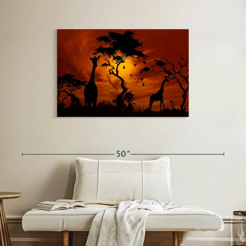 Brampt silhouette de girafes d'Afrique, H 26 po x l 39 po