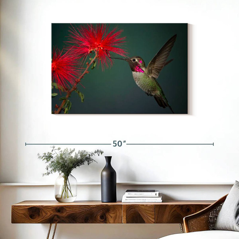 Colibri ronce et fleur, H 24 po x l 36 po