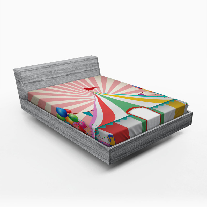 Microfiber Fitted Sheet, Full Fitted Sheet, Circus theme 1