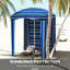 Abri de plage portatif à rayures bleues - 5,9 pi x 5,9 pi, résistance, évents, sacs de sable, rayure de parasol pratique, écran solaire,