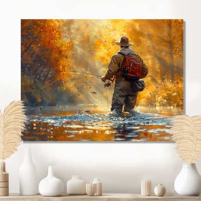 «Autumn River Fishing - Hunting & Fishing», reproduction d'art mural