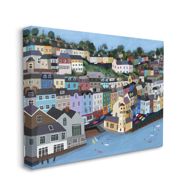 Art mural sur toile Seaside City Neighbourpi Street par Carla Daly, H 16 po x l 20 po x P 1,5 po