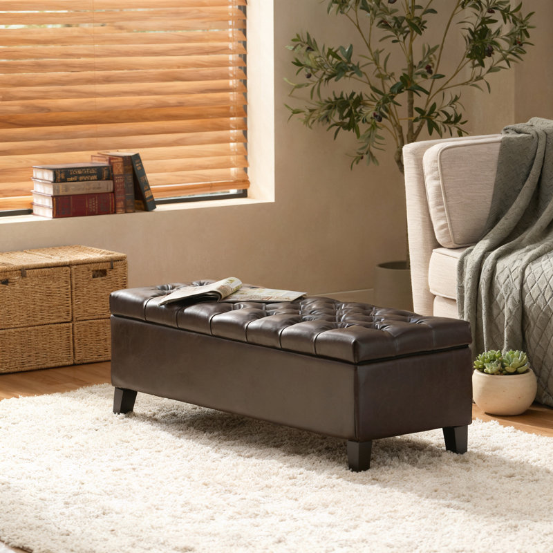 Banc repose-pieds avec rangement, Marron foncé