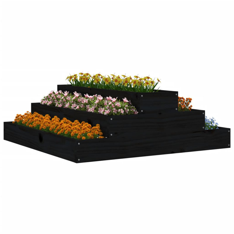 Arevalo Self-Watering Wood Raised Garden Bed, 27cm H x 80cm W x 80cm D, Black
