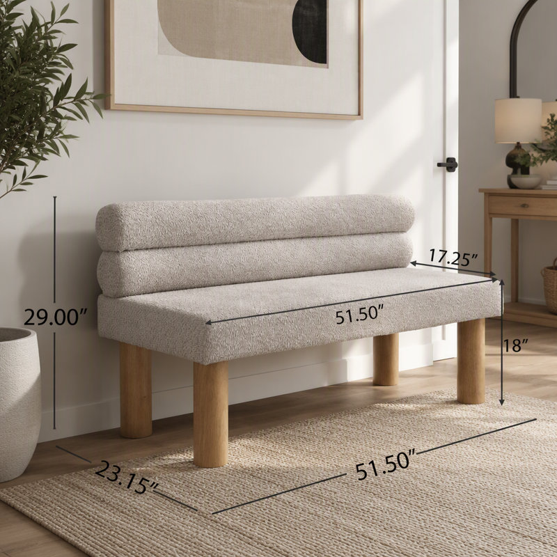 Mobilier de salle à manger rembourré Boucle, Gris clair / naturel
