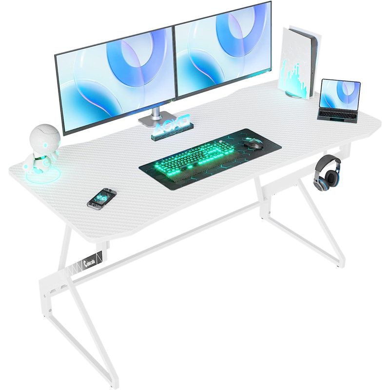 Kymorah Metal Base Computer Desk, White, 28.7" H x 47" W x 23.6" D
