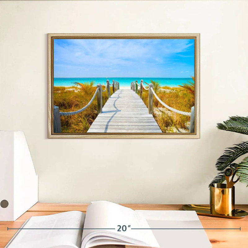 Passerelle Turks and Caicos, Cadre flottant en bois naturel, 13 po x 9 po