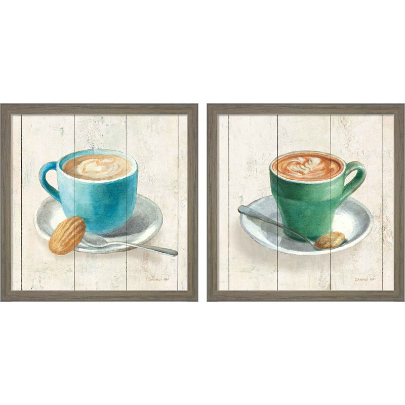 «Wake Me Up Coffee» par Danhui Nai, art encadré (ensemble de 2)