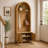 70.3" Arched Hall Tree with Bench & Shoe Storage, 4 Hooks and 2 Fluted Doors-385198384