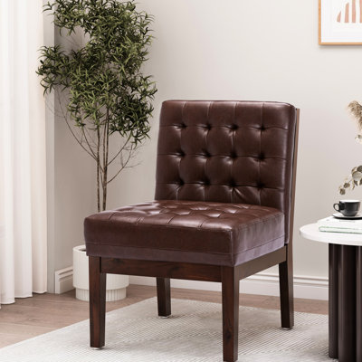 Chaise d'appoint moderne avec revêtement en gaufres douces et support en bois d'hévéa robuste, pieds en bois confortables et à la mode, glamour