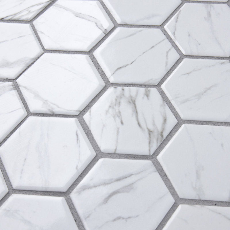 Flo 2" Hex White 11-1/8 in. x 12-5/8 in. Porcelain Mosaic Tile