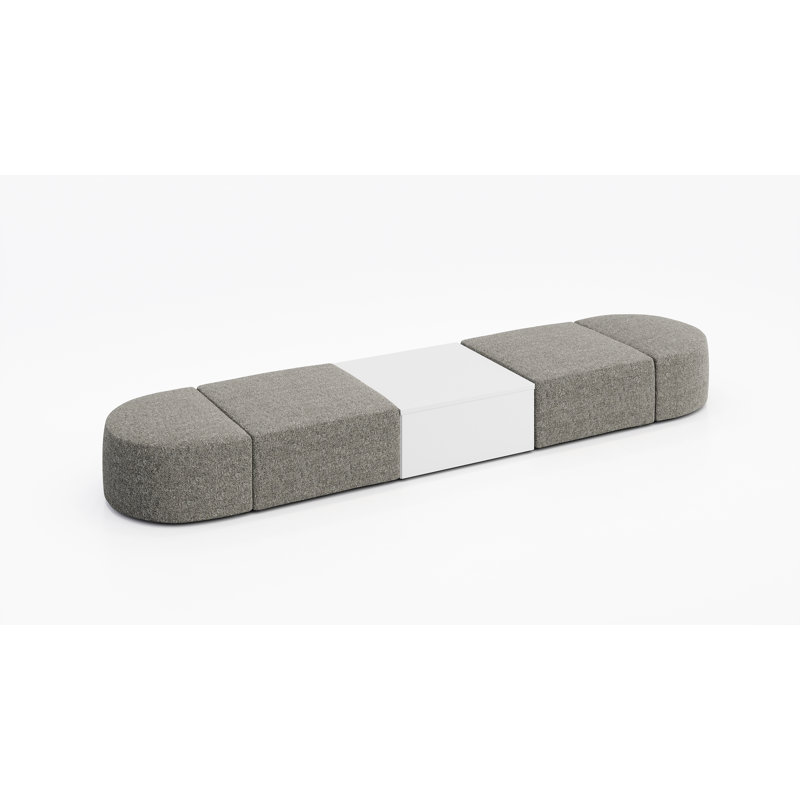 4 Person Modular Seating With Occasional Table-Fabric, Dove