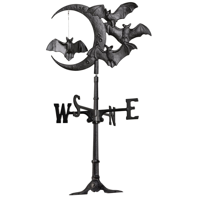 Crescent Moon Vampire Bats Weathervane, Rooftop