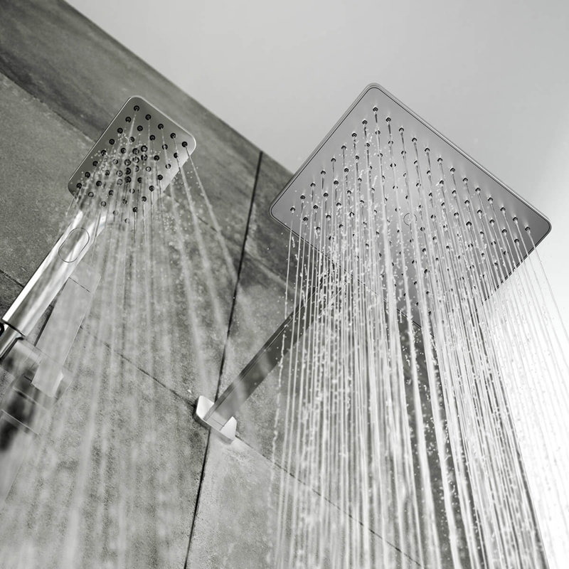 SquareOne td2: AQUATONik T / P avec système de douche à inverseur avec bras mural PVD nickel pur