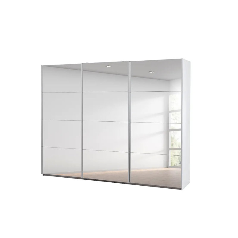 Caracas 3 Door Sliding Wardrobe, 210cm H x 271cm W x 62cm D, White, Basic