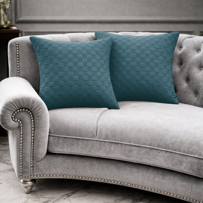 Luxury Check Velvet Cushion Covers Set Of 4 Soft Throw cases 