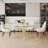 Round Unfinished Marble Top Metal Base Dining Table-99841187-99841184