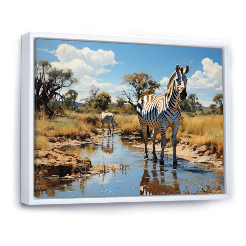 "Zebra Impressionistic Equus This I", reproduction d'art sur toile, H 16 po x l 32 po x P 1 po, Blanc