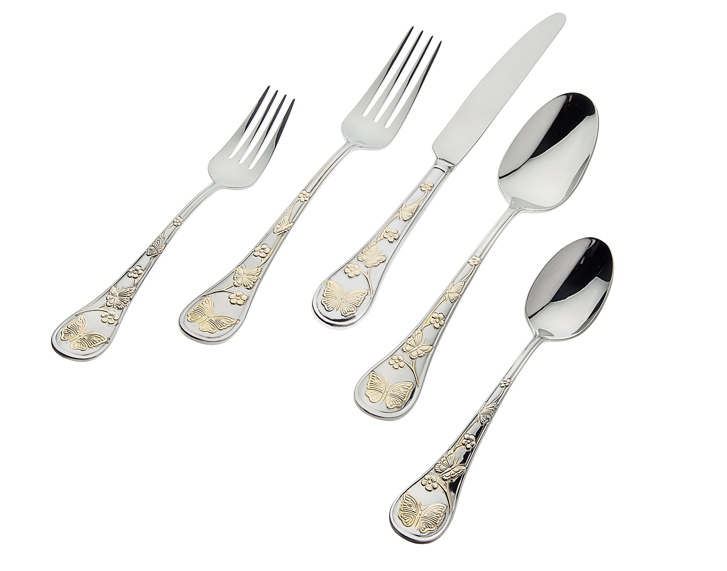 Godinger Silver Art Co Butterfly 20 Piece 18/10 Stainless Steel Flatware Set, Service for 4 & Reviews | Wayfair