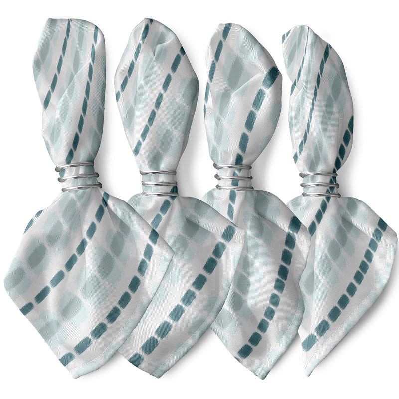 Otavio Polyester Striped Square Napkin, Teal